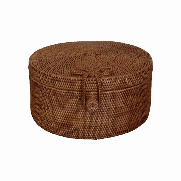 アタ製小物入れ  アタ丸型ボックス アタの収納ボックス ラウンドボックス 丸型 L 直径20cmX高さ10cm バリ