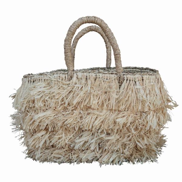 フサフサバッグ ラフィア＆シーグラス リゾート 35X13X22