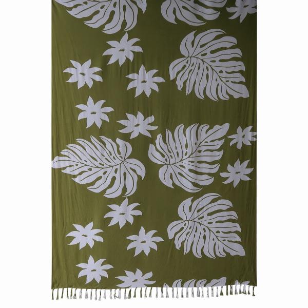 モンステラの葉っぱ フラダンサー衣装 テーブルクロス ベッドカバー ソファカバー アジアン バリ島 リゾート 布生地 更紗 サラサ サロン ビーチ 水着