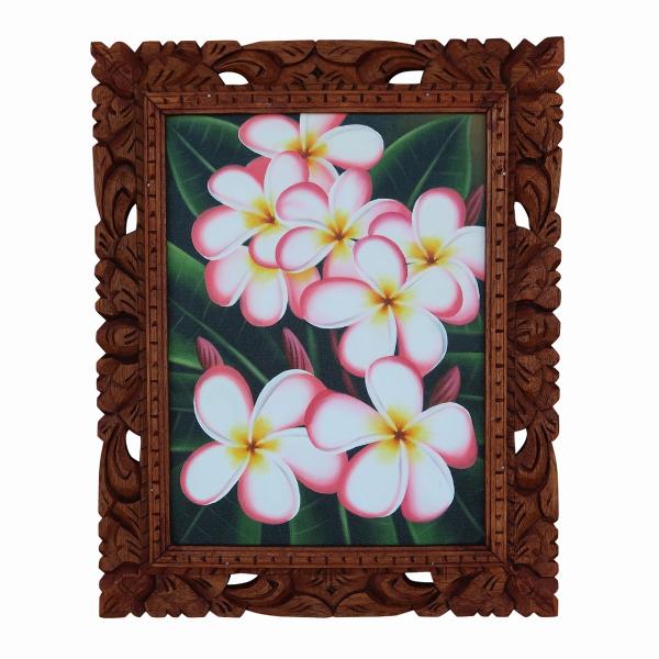 油絵　ハワイアン絵画プルメリア　アジアンリゾートバリ プルメリアの絵 ピンク 42X52 絵画 花の絵 リゾート ハワイアン