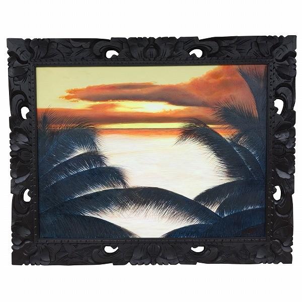 海に沈む夕日と椰子の絵 サンセット 100X80【バリ絵画 リゾート