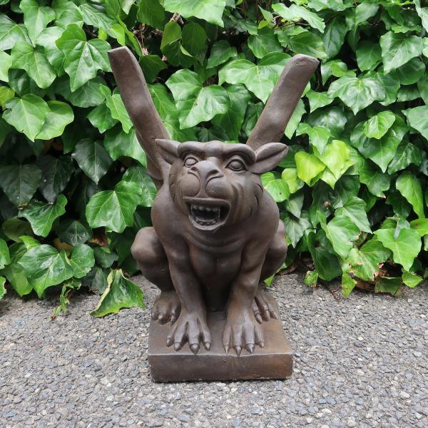 ガーゴイル石像 コンクリート アンティーク調 55cm 右向き