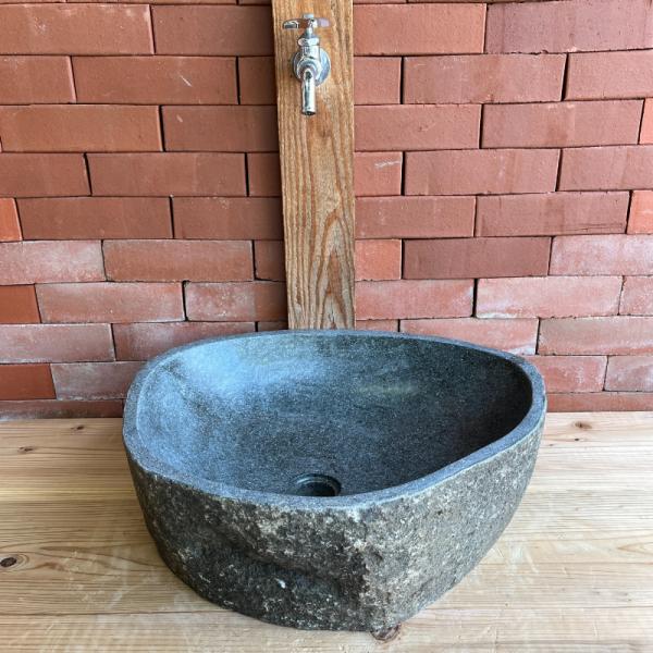 天然石 洗面ボウル リバーストーン XL 49X43 立水栓水受け皿 シンク 河石 川石 DIY【沖縄県・離島配送不可】250976