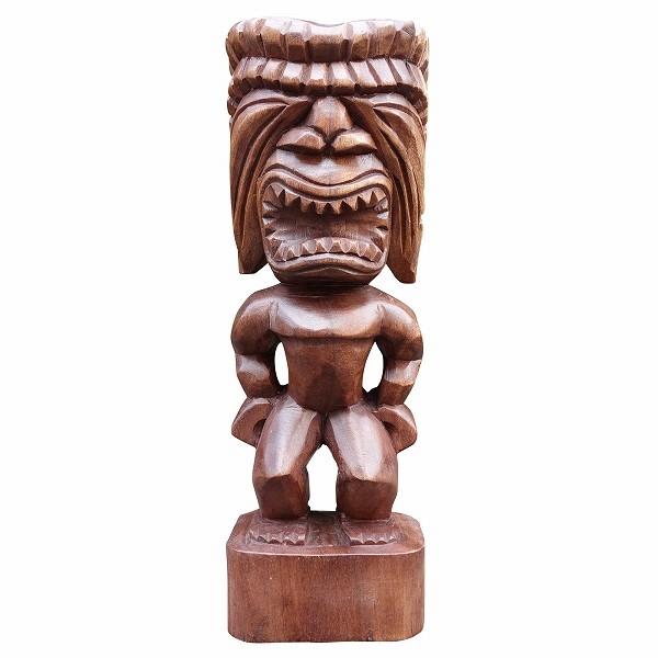ティキの木彫り 戦いの神クー TIKI KU 40cm 木製 スワール無垢材 ティキの木彫り 戦いの神クー TIKI KU 40cm 木製 スワール無垢材