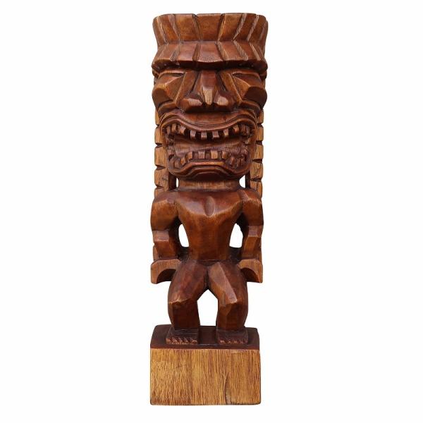 ティキの木彫りの置物 カナロア TIKI KANALOA 40cm 木製スワール無垢材