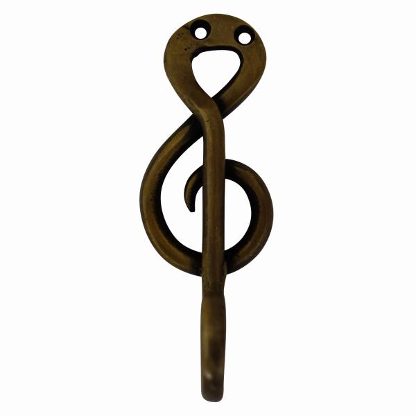 音符フック ト音記号 ♪ 真鍮製 ウオールデコレーション