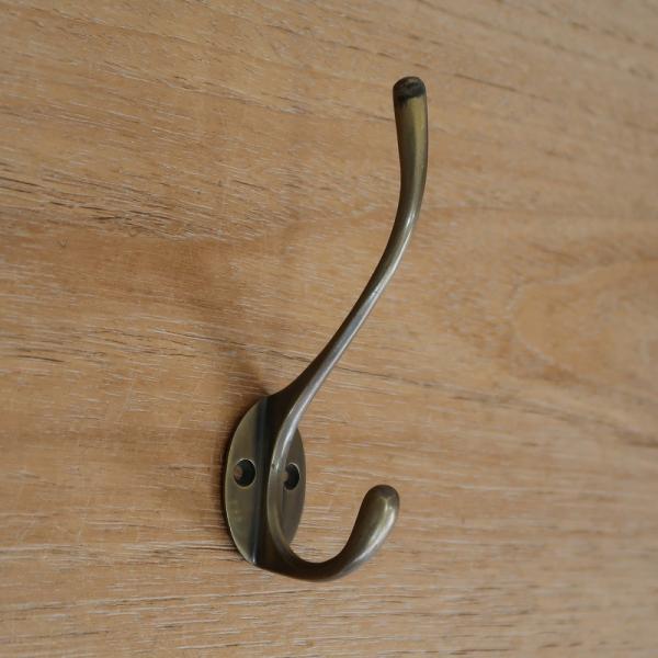 コートハンガー 壁掛けフック 真鍮製 アンティーク調 Kapstok Both