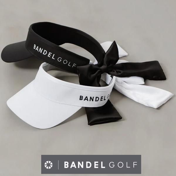 新品タグ付き　BANDEL GOLF サンバイザー　リボン付き ブラック BANDEL/バンデル SUN VISOR WITH RIBBON フリー ゴルフ サン