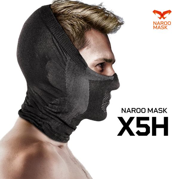 NAROO MASK ナルーマスク X5hは、口元から耳、頭頂部分まで覆うハーフバラクラバ（目出し帽）タイプのマスクです。<br>頭部の多くの部分と首元まで保護するので、冬の冷たい風から体を守ります。UVカット99％<br...