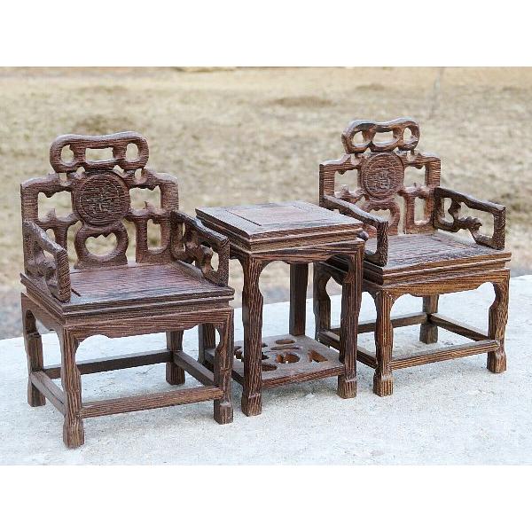 ミニチュア家具セット中国家具　ガスライター ミニチュア 中国家具 鶏翅木 太師椅 3点セット シノワズリー : 亜細亜
