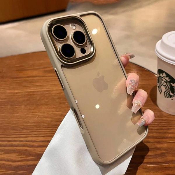 アイフォンケース 17 16 15 iPhone17ケース シンプル 大人っぽい iPhone16ケース iPhoneケース デザートチタニウム メタル 透明 クリア 高見え カメラレンズ保護