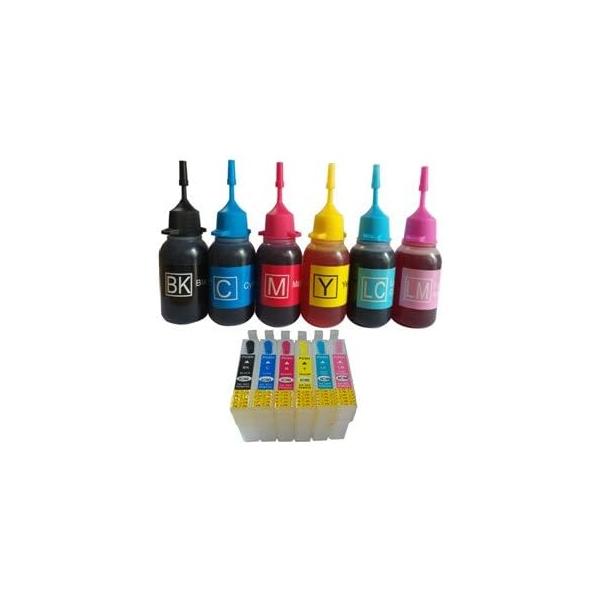 エプソン IC6CL50 対応 詰め替えカートリッジ + インクボトル６本　半永久ICチップ付き　何度でも繰り返し補充できます。残量表示　OK6色セットICBK50（ブラック）ICC50（シアン）ICY50（イエロー）ICM50（マゼンタ）...