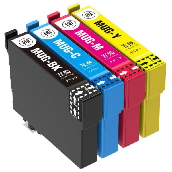 エプソン MUG-4CL 対応 互換インクカートリッジ　（目印：マグカップ）ICチップ付き残量表示ありセット内容：MUG-BK（ブラック）×1個MUG-C（シアン）×1個MUG-Y（イエロー）×1個MUG-M（マゼンタ） ×1個計4個セット...
