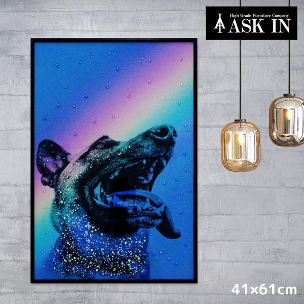 クリスタルアート Lovesky 41x61cm 虹 ジャーマンシェパード 犬 ドッグ 動物 カラフル おしゃれ かっこいい キラキラ 絵 絵画 アートパネル  アスクイン ASK IN