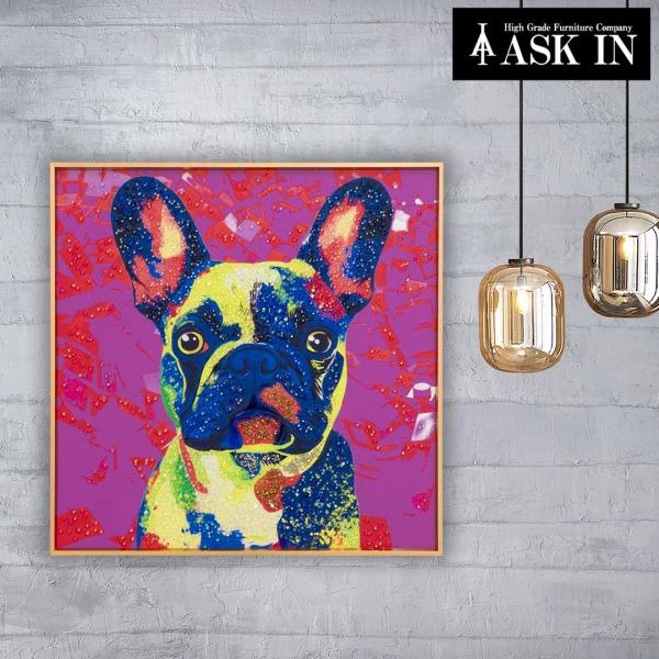 クリスタルアート ポップブル 51×51cm 犬 ブルドッグ おしゃれ キラキラ 可愛い ゴージャス カラフル プレゼント お祝い ギフト 記念日 誕生日 アスクイン