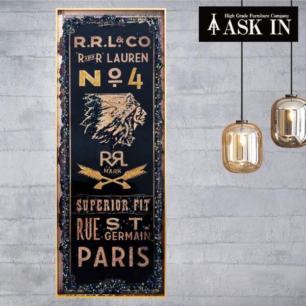 クリスタルアート サルトリアウノ 37.5x100cm 看板風 PARIS 黒 金 おしゃれ キラキラ モダン ゴージャス レストラン 開業祝い プレゼント お祝い アスクイン