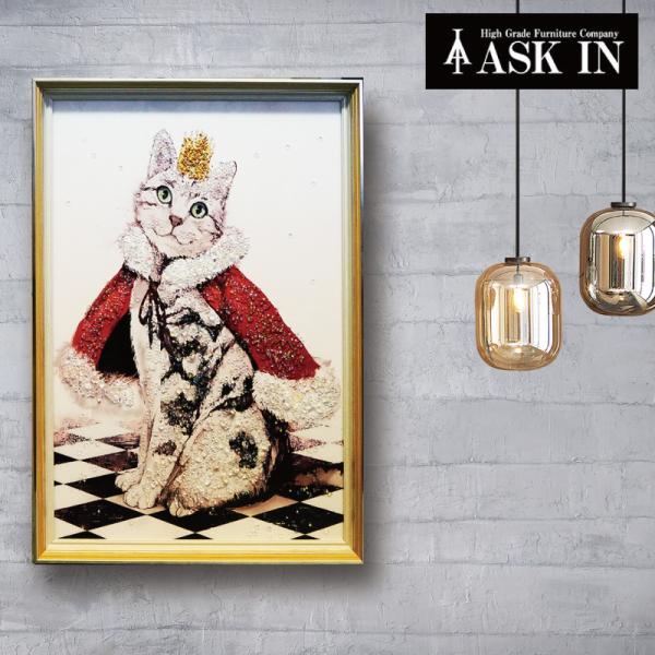 クリスタルアート  トップネコ  44x64cm  キャット  おしゃれ キラキラ かっこいい ゴージャス アスクイン ASK IN