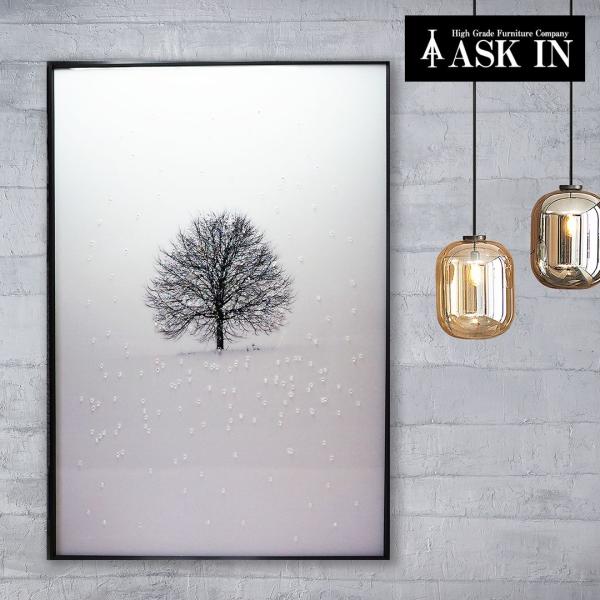 クリスタルアート ウインターツリー 60x90cm おしゃれ かわいい かっこいい キラキラ 自然 雪 木 冬 景色 壁掛け プレゼント お祝い ギフト 記念日 アスクイン