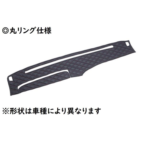 キルトダッシュマット　月光ZEROダブル　マットブラック×赤糸　丸リング無し　ボルボ　FH　H26.8〜　【納期約1ヵ月】