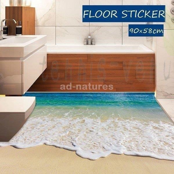 フロアステッカー ウォールステッカー インテリア 模様替え 床 海 波 ビーチ お風呂 トイレ 部屋 子供部屋 おしゃれ Diy Asmart Shopping 通販 Yahoo ショッピング