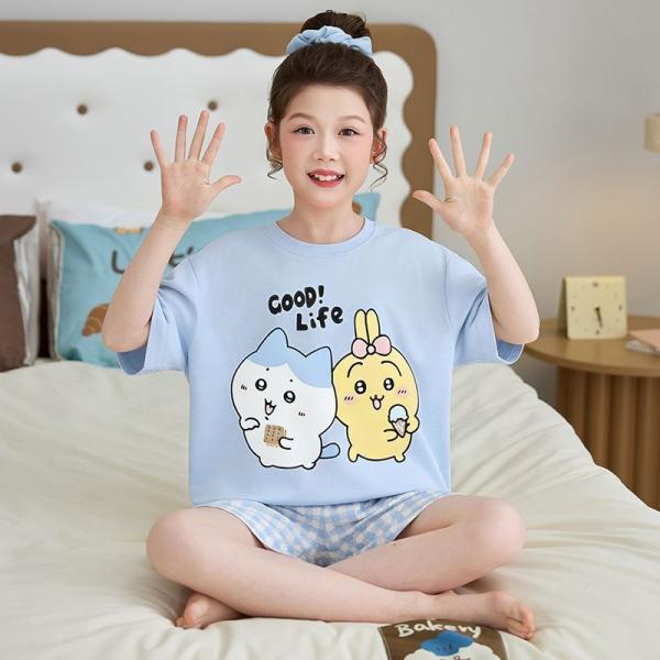 ちいかわ ルームウェア 半袖 ショートパンツ 上下セット 綿100% 薄手 子供 大人 親子 パジャマ 夏服 かわいい プレゼント ギフト