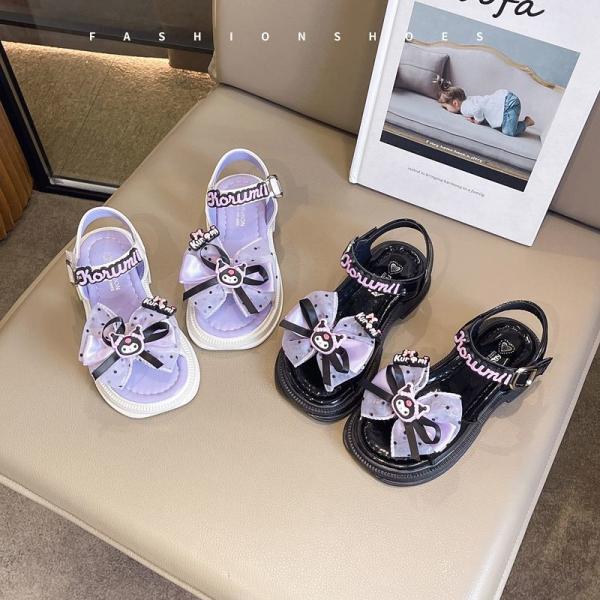 クロミ キッズサンダル 女の子 夏靴 プリンセスシューズ リボン付き 厚底 ソフトソール 滑り止め かわいい プレゼント ギフト