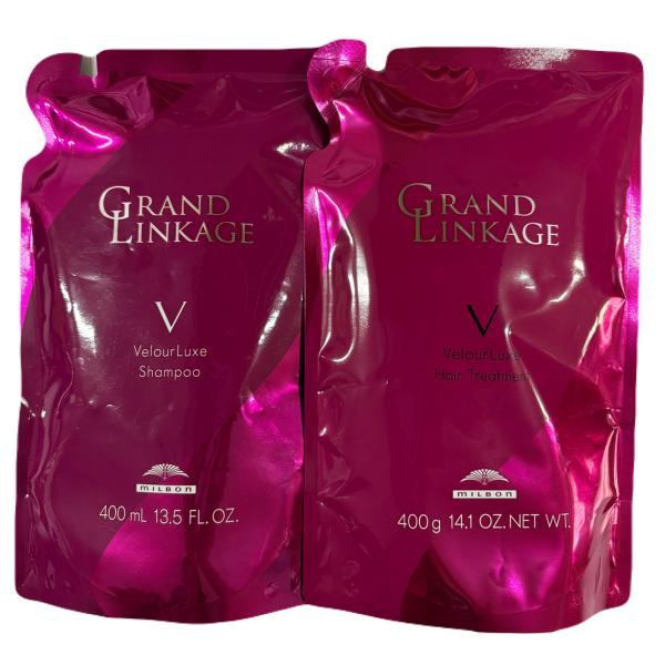 ミルボン　グランドリンケージ　V　ヴェロアリュクス　シャンプー　400ml　&　ヴェロアリュクス　トリートメント　400g　詰め替え　セット　美容室　GL