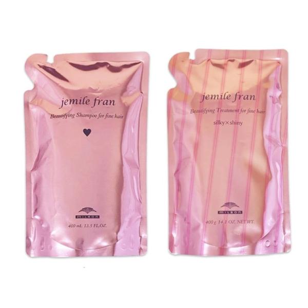 ミルボン　ジェミールフラン　シャンプー　H　ハート　400ml　&　トリートメント　シルキーシャイニー　400g　詰め替え　セット　美容室 　JEMILE FRAN