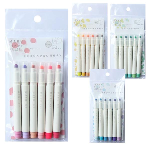 MARU liner マルライナー 6色セット 880/881/882/883-0790 日本製 エポックケミカル 蛍光ペン ラインマーカー お絵描きペン デコレーション
