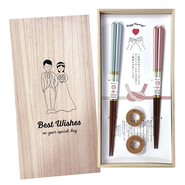 他サイト： イシダ 夫婦箸 桐箱入 箸置き付 シャンパンペア ギフト プレゼント おしゃれ 食洗器対応 結婚祝い 記念日 内祝いの商品画像