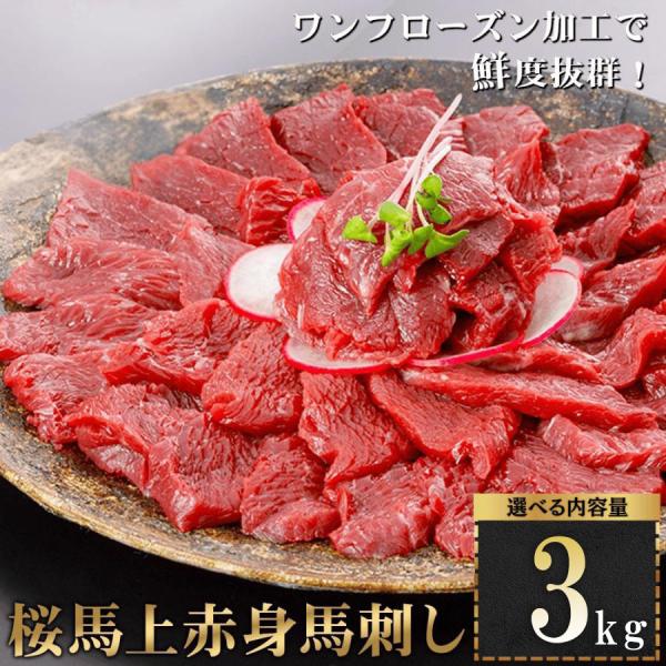 馬刺し 3kg 3000g 赤身 最安最高品質挑戦中 桜馬 馬肉 上赤身馬刺し 選べる容量 阿蘇牧場