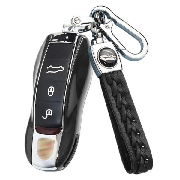 ポルシェ向けの キーケース キーホルダー キーカバー キー保護 Porsche 911 カイエン カイエンクーペ パナメーラ テイカンに適用 落ちにく 傷 防止
