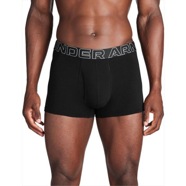 [UNDER ARMOUR]アンダーアーマー UA パフォーマンスコットン 3インチ アンダーウェア (3枚セット) (1387427)(001) ブラック/ブラック/スチール[取寄商品]
