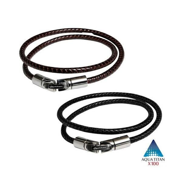 Phiten]ファイテン RAKUWAブレスX100 レザータッチモデル 32cm : ASPO