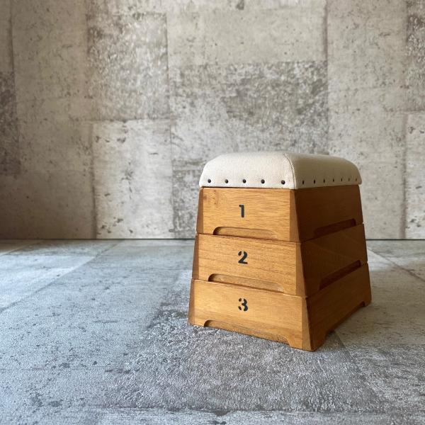 木製跳び箱3段収納/スツール 木製跳び箱3段収納/スツール