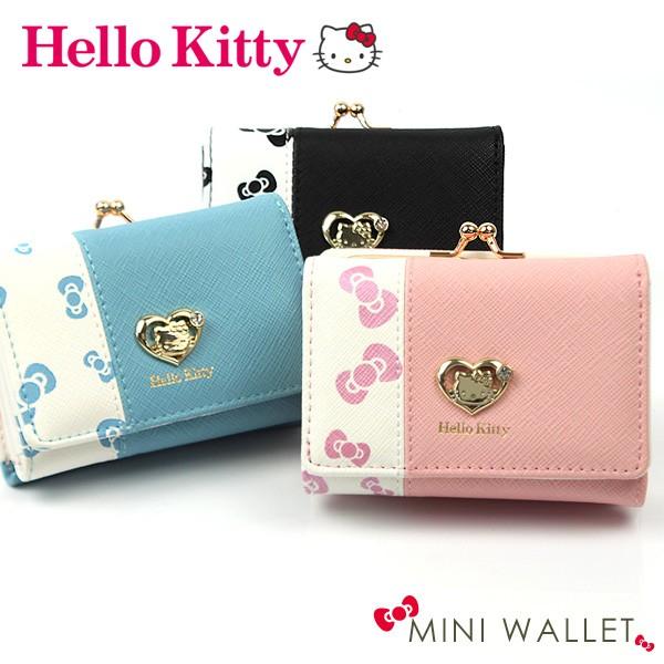 キティ 財布 Hello Kitty リボン柄 がま口付き 三つ折り財布 レディース かわいい 小さい キャラクター S Hk48 2 As Shop 通販 Yahoo ショッピング