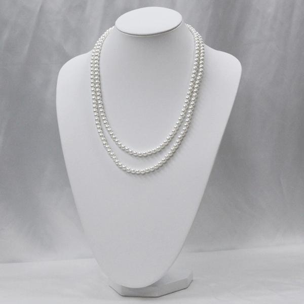 ロング パールネックレス 6mm 110cm white シロ : assure アシュレ 