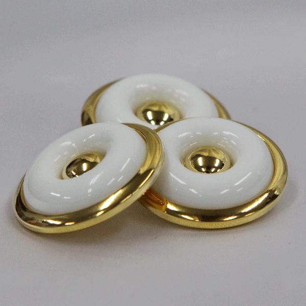 ボタン コンビネーション メタルボタン 白 ゴールド 30mm 1個入 / 手芸 