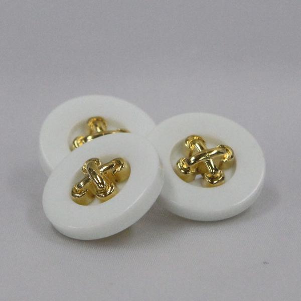 ボタン コンビネーション メタルボタン 白 ゴールド 20mm 1個入 