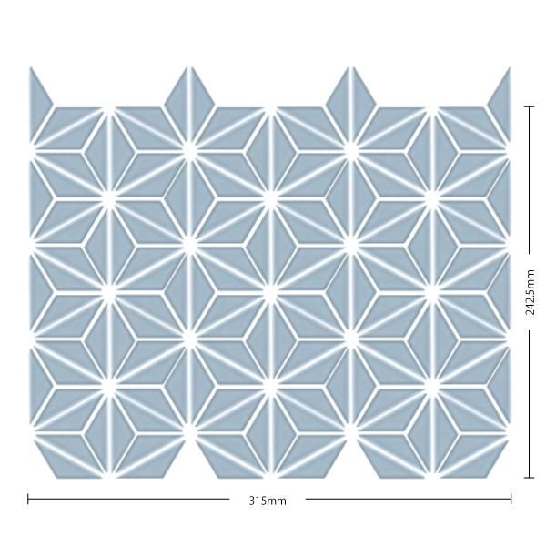名古屋モザイク / 麻の葉 アクセントカラー(マット) 45×14三角形紙貼り