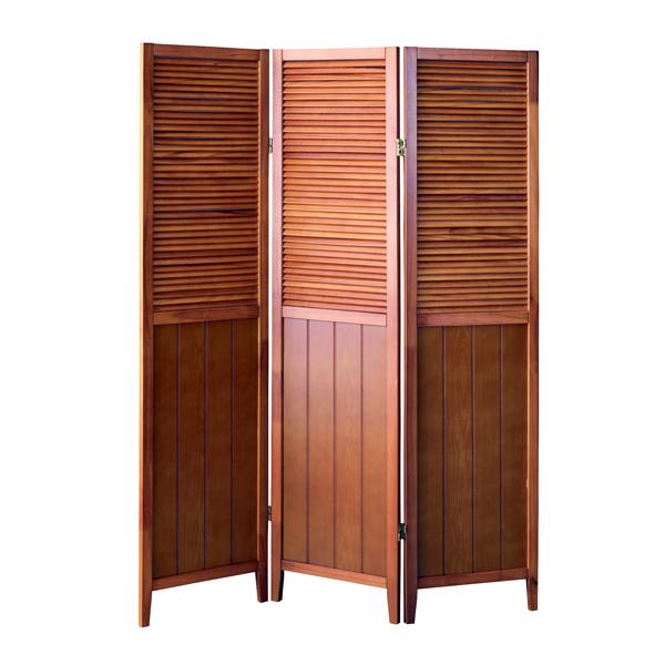 スクリーン3連 パーテーション 間仕切 ブラウン 茶色 北欧 木製 天然木