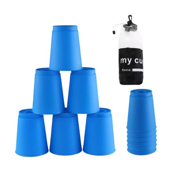 スポーツスタッキング 青色 カップ コップ スタッキング 山 積み上げ スピード 競技 練習 用 プラスチック 積み重ね タワー ゲーム 玩具 収納袋 ブルー