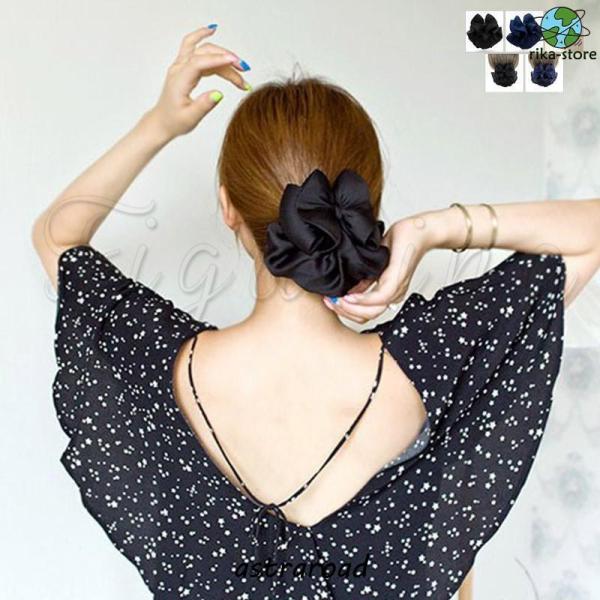 【ネット付き バレッタ】お団子ネット バレッタ シンプル 高品質お団子ヘア おだんご ネット ヘアアクセリボン シニヨンネット