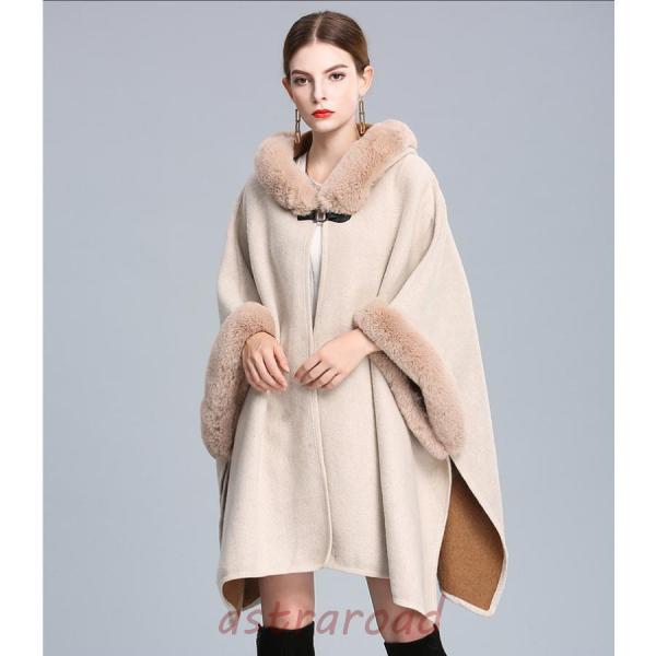 ポンチョ レディース コート 秋冬 ケープコート ファー ポンチョコート チェック柄 ミディアム丈 ジャケット おしゃれ アウター もこもこ 厚手 防寒 40代 50代 astraroad_coaty-2822-71