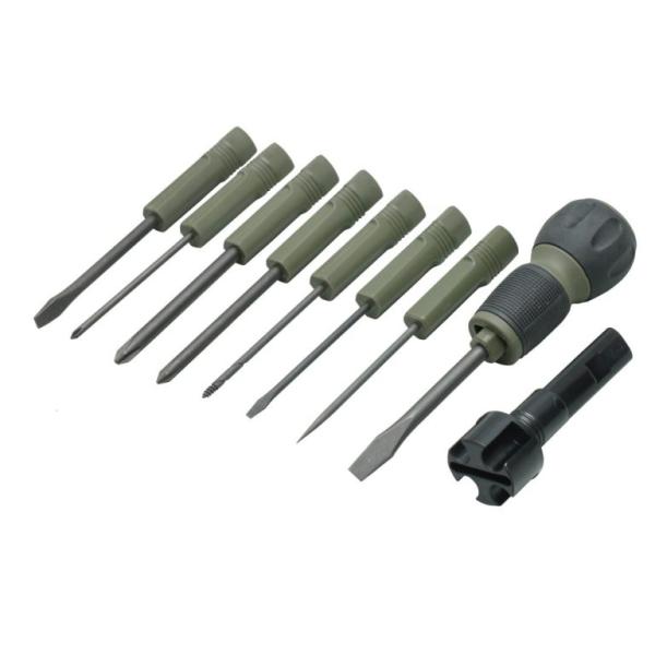 ■商品説明：使用頻度の高いサイズをセットにしています。力の入る電工グリップです。ヒートン回し付きでヒートンやL字フックも回せます。先端はマグネット付きです。■商品仕様：・入組内容：−2.5、−5.5、−6、＋0、＋1、＋2、針、ギムネ、差替...