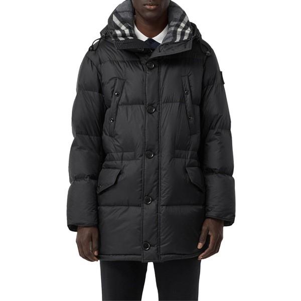 バーバリー ジャケット ブルゾン アウター メンズ Burberry Logo Patch Hooded Down Puffer Coat Black Erhamah Com