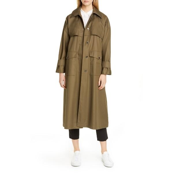 ヘルノ コート アウター レディース Herno Monogram Trim Oversize Cotton Trench Coat Olive Www Johnshufeldtmd Com