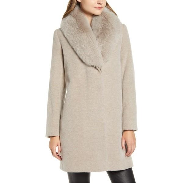 フルーレット コート アウター レディース Fleurette Genuine Fox Fur Collar Wool Coat Sleet Anguloyasociados Com