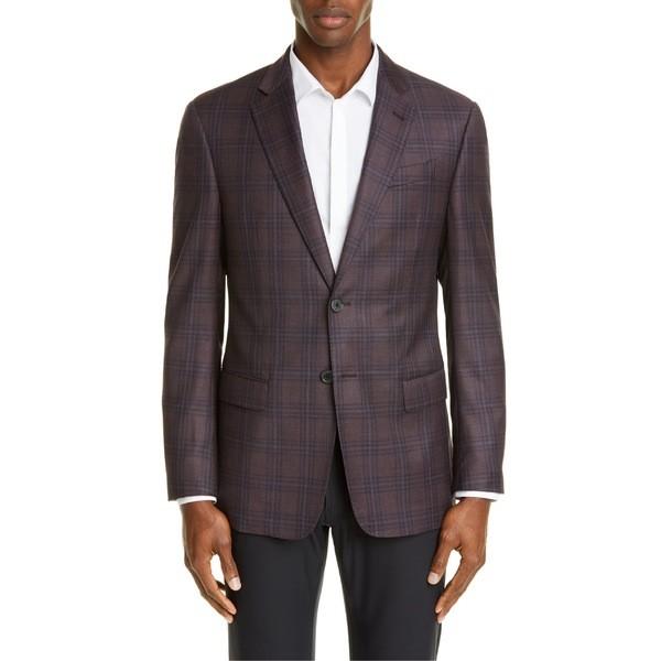 エンポリオ アルマーニ ジャケット ブルゾン アウター メンズ Emporio Armani Trim Fit Plaid Wool Sport Coat Red Erhamah Com