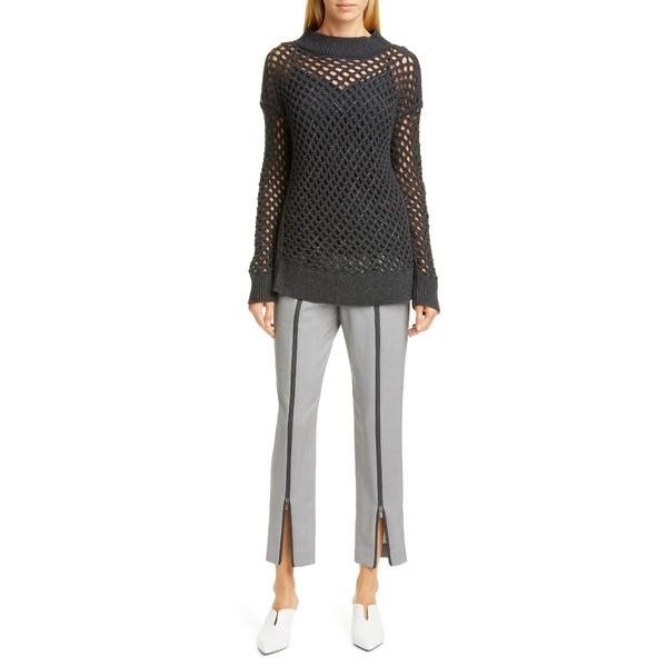 ファビアナ フィリッピ カジュアルパンツ ボトムス レディース Zip Front Wool Pants Grey Makassar Imigrasi Go Id